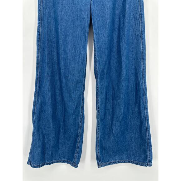 J. Crew High Rise Drapey Trouser Jean Full Length Wide Leg Medium Wash Blue - Picture 6 of 13